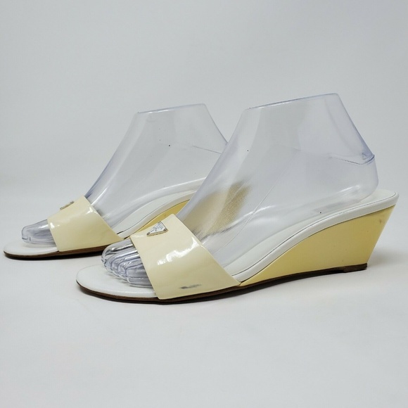 Vintage AUTHENTIC Prada Womens White Wedge Heels - Picture 2 of 7